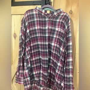 Mountain Ridge Red & Purple Long Sleeve Button Up Flannel